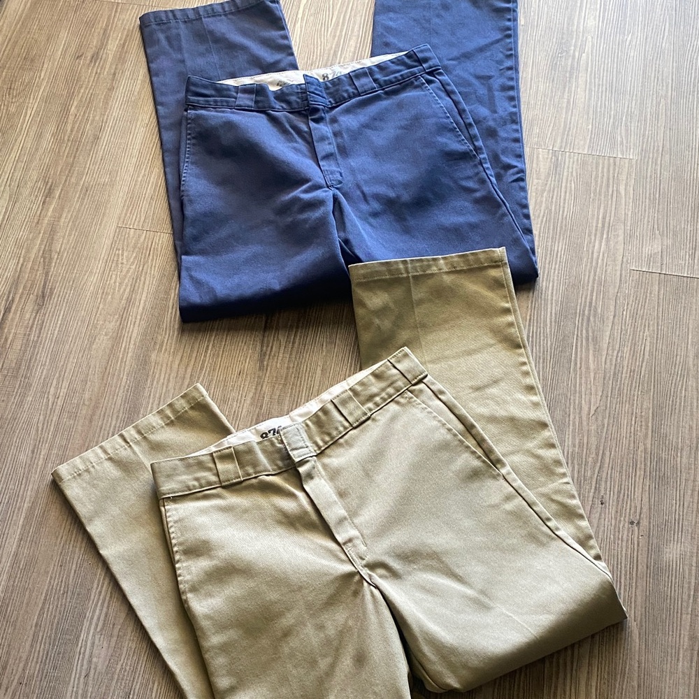 2 pairs Dickies 874 Original Fit Men's Navy and Khaki Chino Pants Size 31 X 32